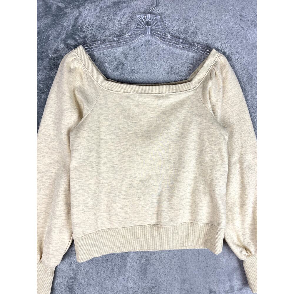 Rebecca Minkoff Ariel Sweatshirt Womens Medium Puff Sleeve Pullover Oat Melange - Picture 10 of 16